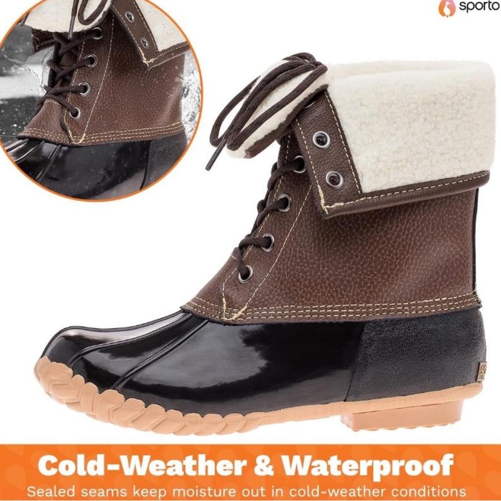 Sporto Brown And Black Tie Up Duck Boots
